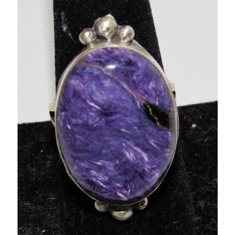 Navajo Purple Charoite Ring Size 8 Sterling Silver Scott Skeets (1 of 10)