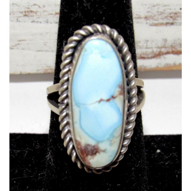 Navajo Golden Hills Turquoise Ring Sz 6.5 Sterling Silver Eli Skeets (1 of 9)