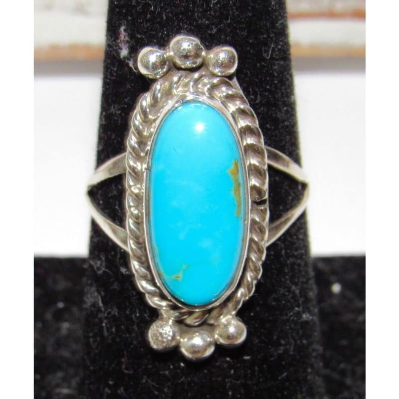 Navajo Sleeping Beauty Turquoise Ring Sz 7 Sterling Silver (1 of 4)