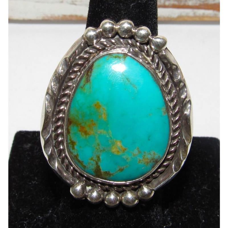 Navajo Royston Turquoise Ring Sz 8 Sterling Silver Phil Yazzie (1 of 5)