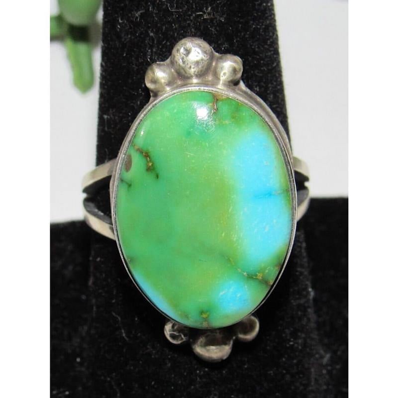 Navajo Sonoran Gold Turquoise Ring Sz 8.5 Sterling Silver Eli Skeets (1 of 5)