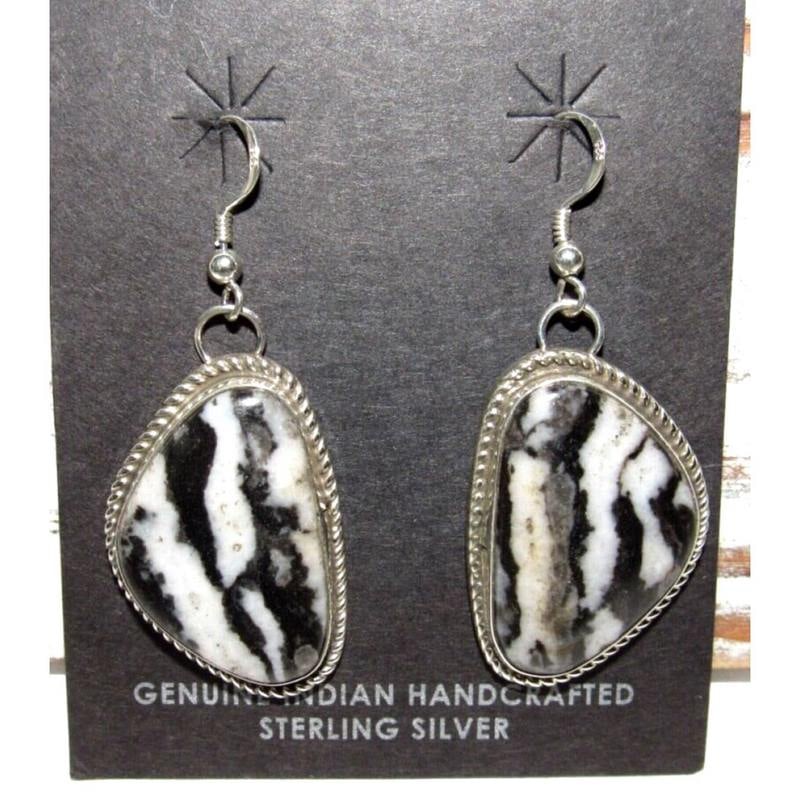 Navajo White Buffalo Earrings Sterling Silver Dangles Marcela James (1 of 3)