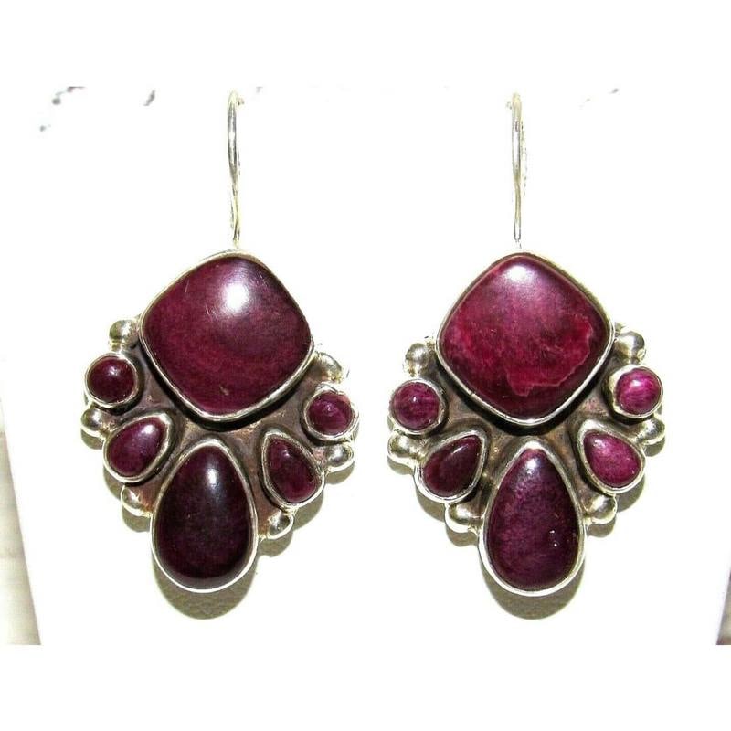 Navajo Purple Spiny Cluster Earrings Sterling Silver Vernon & Clarissa Hale (1 of 5)