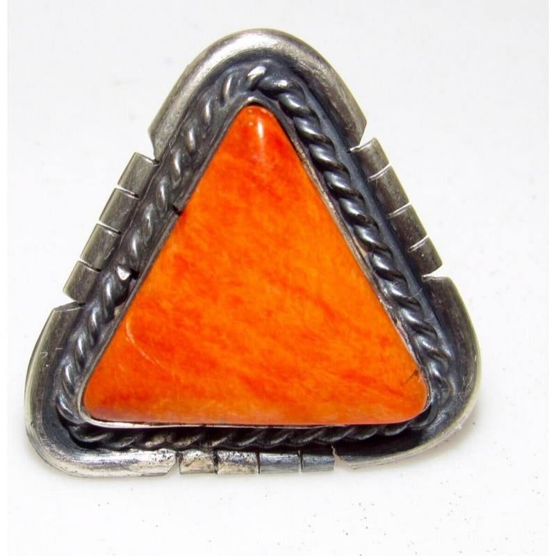 Navajo Orange Spiny Ring Size 6 Sterling Silver Native American Signed (1 of 4)