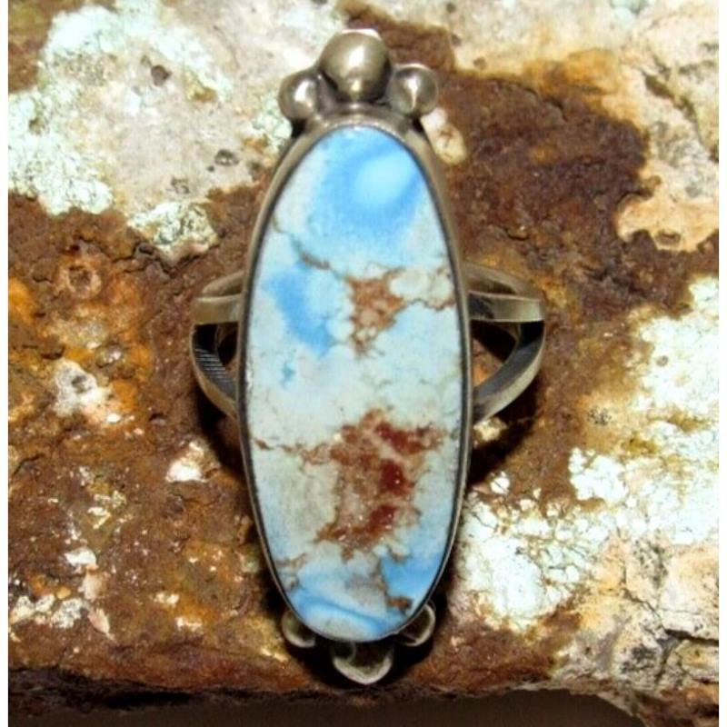 Navajo Golden Hills Turquoise Ring Sz 7 Sterling Silver S Skeets (1 of 6)