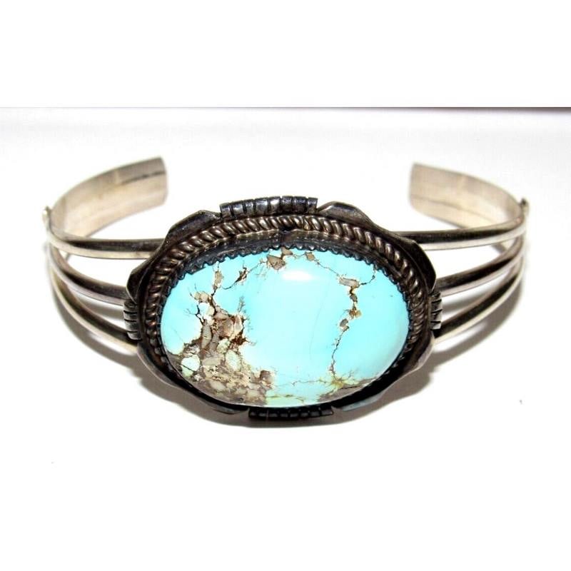 Navajo Dry Creek Turquoise Cuff Bracelet Sterling Silver (1 of 10)