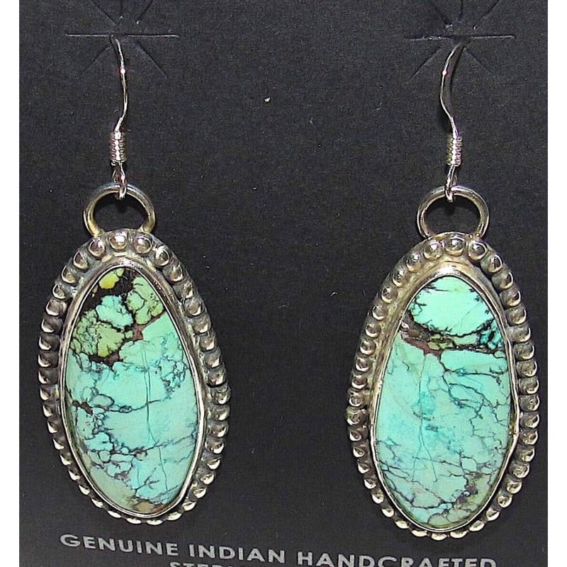 Navajo Dry Creek Turquoise Earrings Sterling Silver L Hurley (1 of 5)