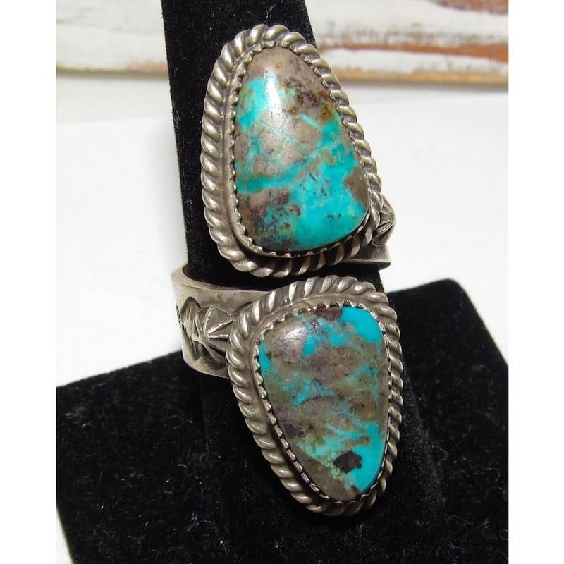 Navajo Kingman Turquoise Statement Ring Sz 8 Adjustable Chris Etsitty (1 of 9)