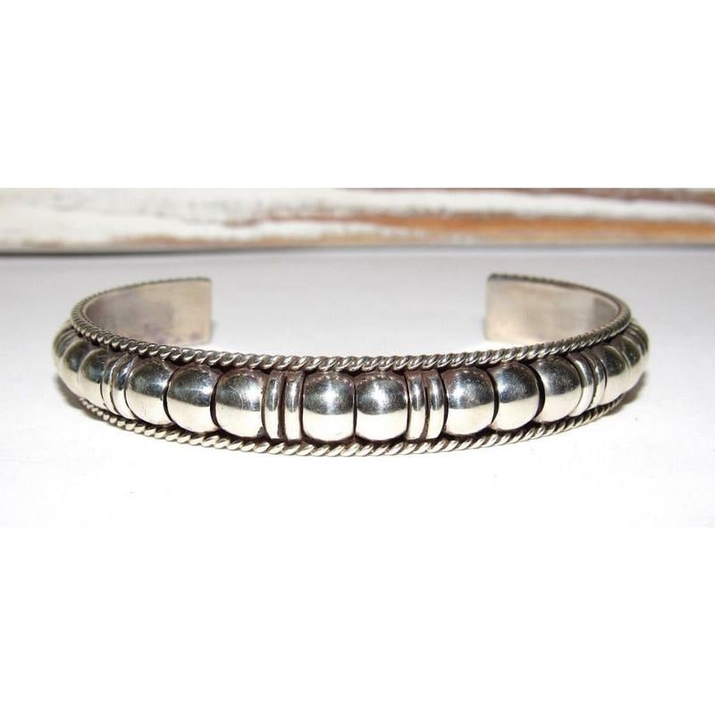 Navajo Sterling Silver Cuff Bracelet Tom Charley Native American Stacker (1 of 6)
