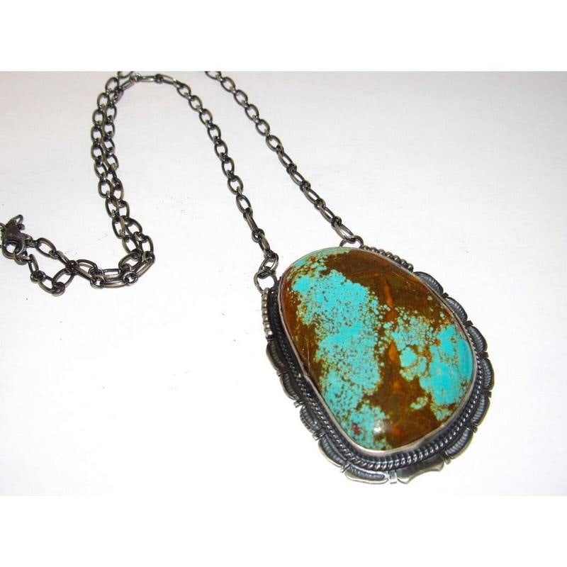 Navajo Number 8 Turquoise Bar Necklace Sterling M. Vandiver (1 of 8)