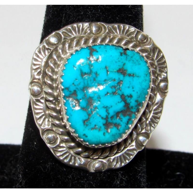 Navajo Kingman Turquoise Ring Sz 7 Sterling Silver Native American Signed (1 of 5)
