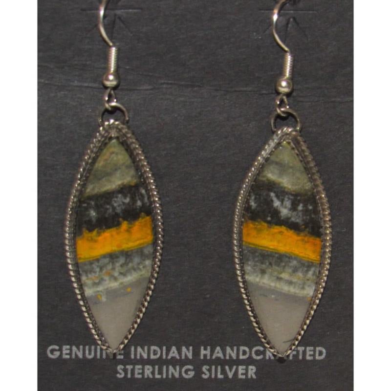 Navajo Bumblebee Jasper Dangle Earrings (1 of 4)