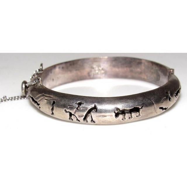 Taxco Mexico Storyteller Bangle Bracelets Sterling Silver 6.5" (1 of 4)