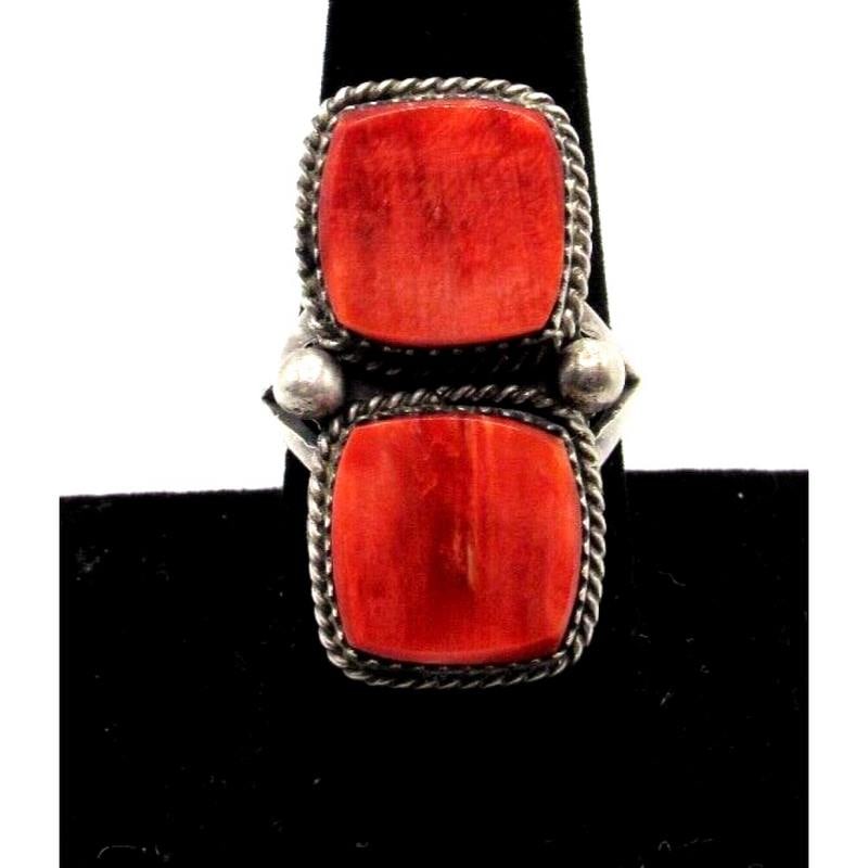Navajo Red Spiny Oyster Ring Sz 9.5 Sterling Silver Selena Warner (1 of 6)