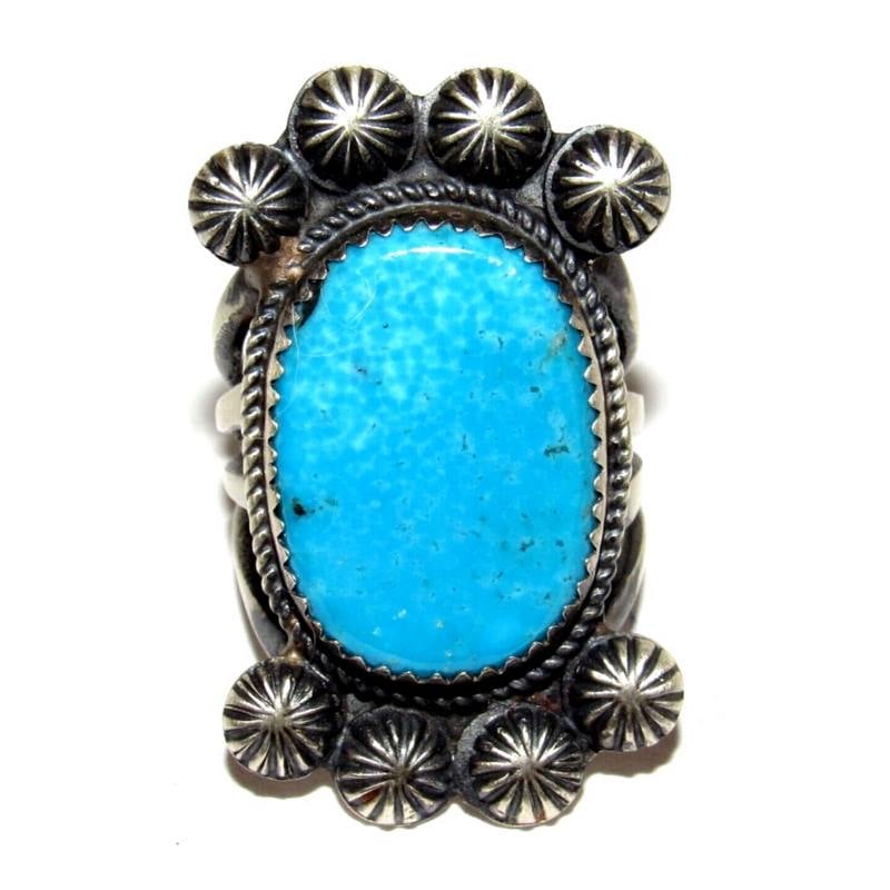 Navajo Kingman Turquoise Ring Size 7.5 Sterling Silver M. Cayatineto (1 of 5)