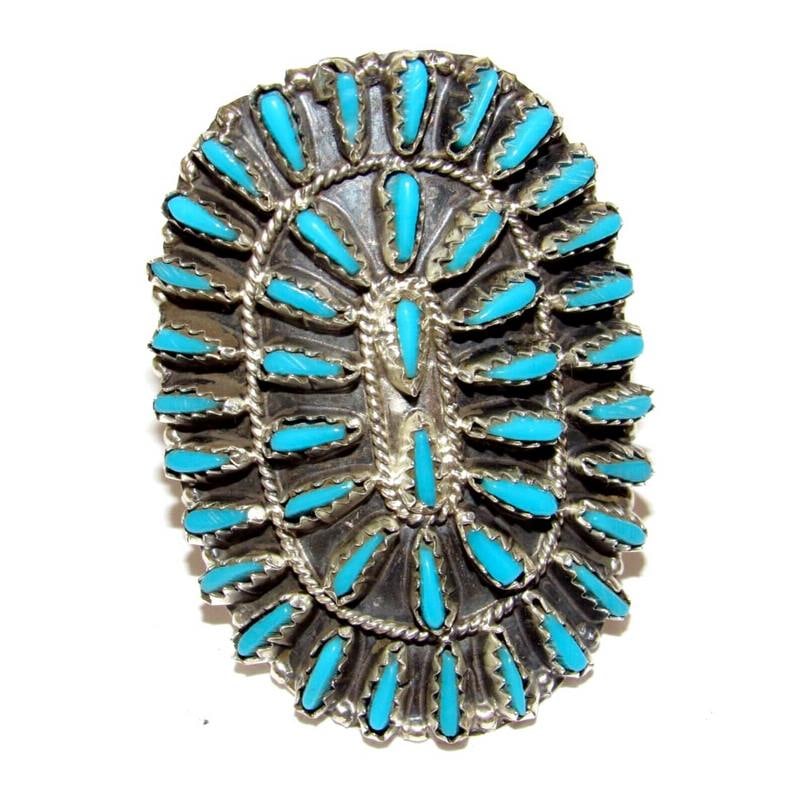 VTG Navajo Turquoise Cluster Ring Sz 9.5 Sterling Silver Violet & Jeffrey Begay (1 of 7)