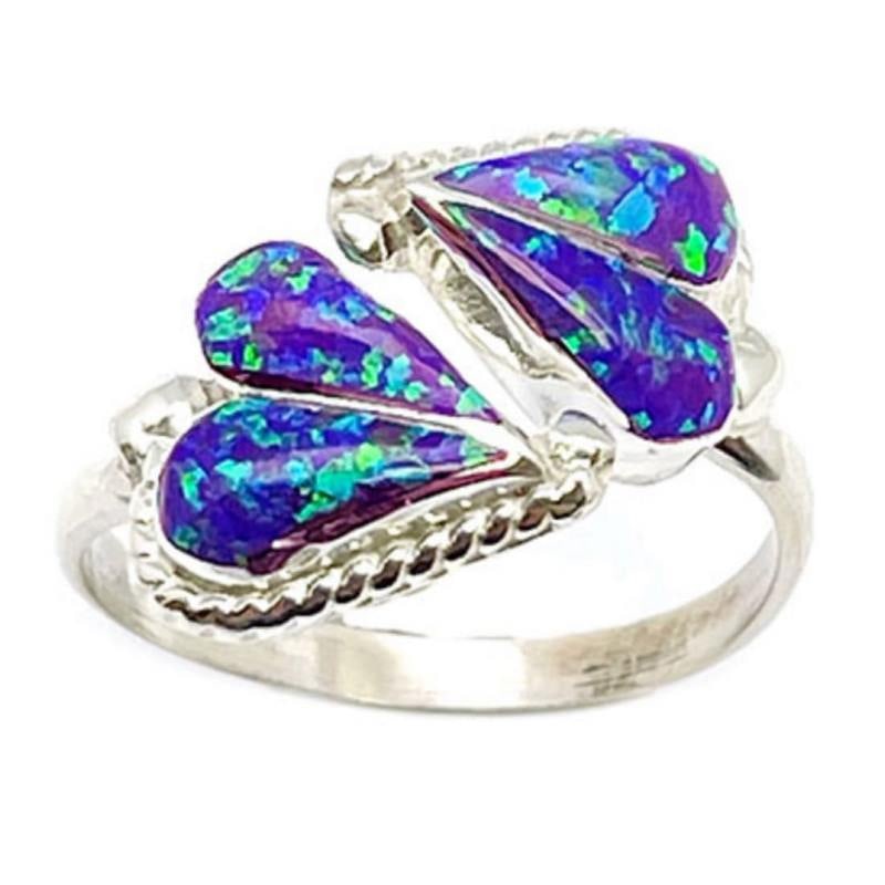 Zuni Opal Heart Ring Sterling Silver J. Cooeyate Size 8 (1 of 3)