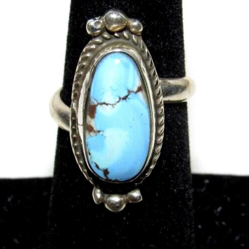 Navajo Golden Hills Turquoise Ring Sz 6 Adjustable Sterling Silver M James (1 of 4)