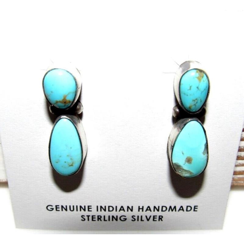 Navajo Royston Turquoise Dangle Earrings Sterling Silver T Yazzie (1 of 2)
