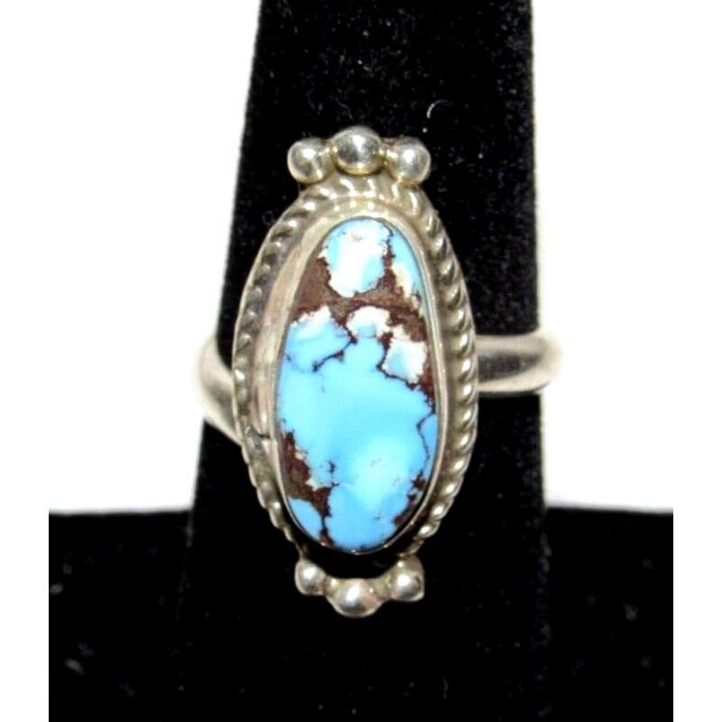 Navajo Golden Hills Turquoise Ring Sz 6 Adjustable Sterling Silver M James (1 of 5)