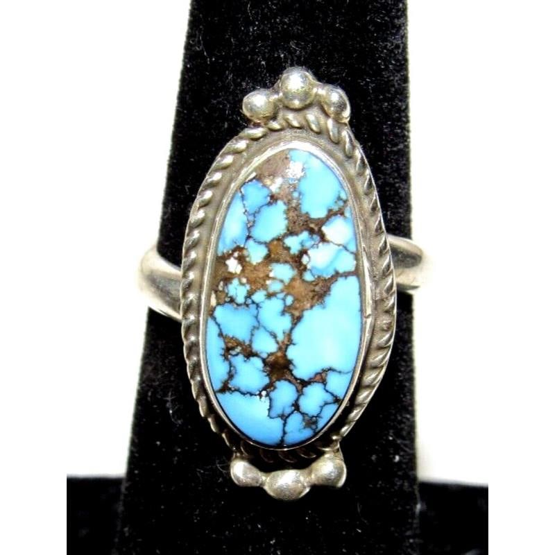 Navajo Golden Hills Turquoise Ring Sz 6 Adjustable Sterling Silver M James (1 of 5)