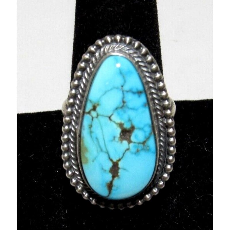 Navajo Golden Hills Turquoise Statement Ring Sz 8.5 Sterling Silver E. Skeets (1 of 6)