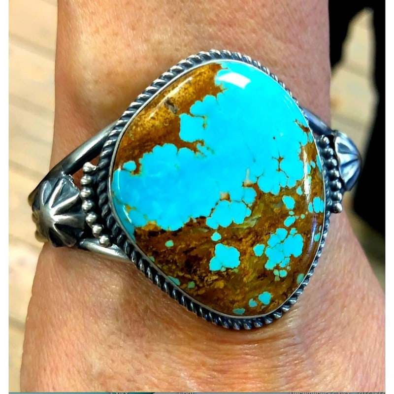 Massive Navajo Number 8 Turquoise Cuff Bracelet Sterling Silver M. Vandiver (1 of 5)