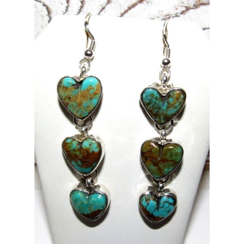 Navajo Royston Turquoise Dangle Earrings Sterling Silver Marcella James (1 of 4)