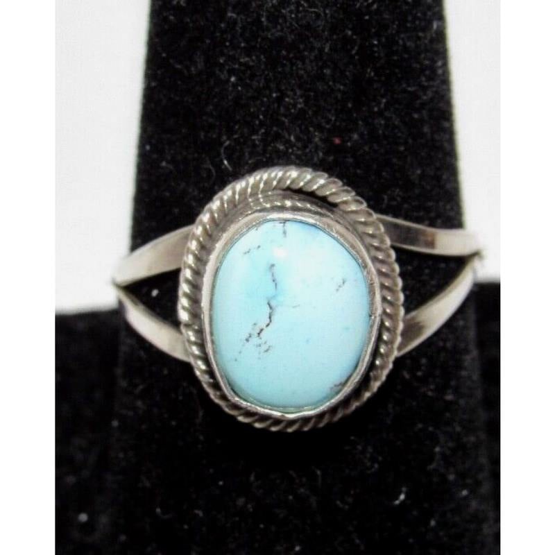 Small Navajo Golden Hills Turquoise Ring Sz 9 Sterling Silver T. Largo (1 of 4)