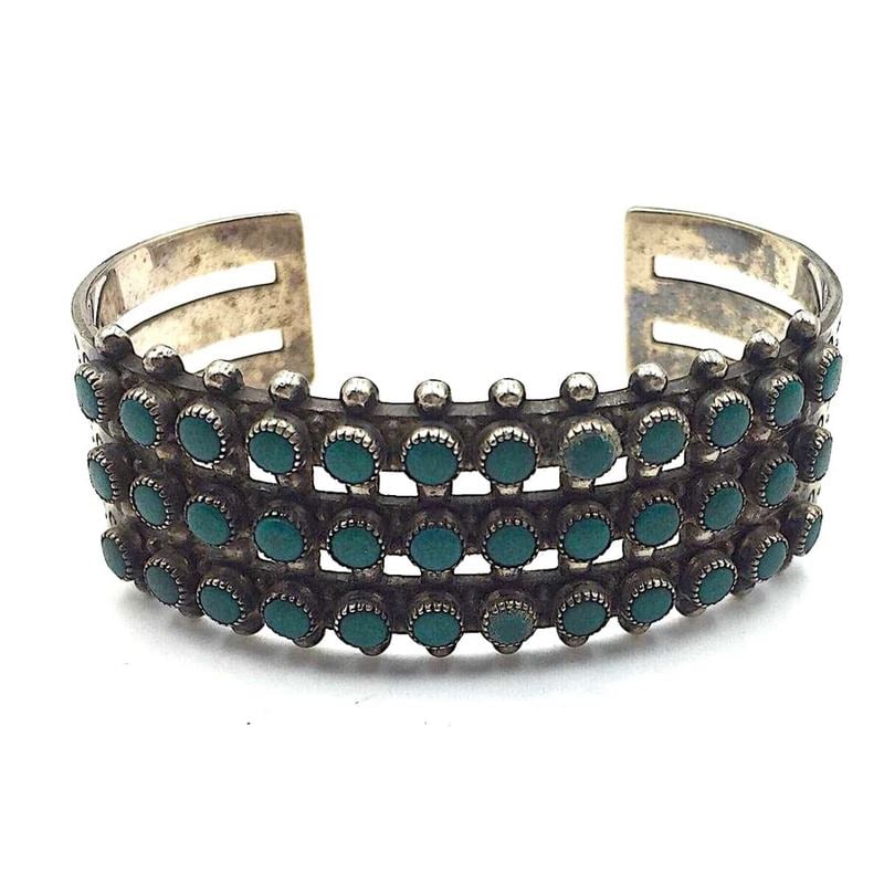 Old Pawn Zuni Snake Eye Turquoise Cuff Bracelet Sterling Silver (1 of 4)