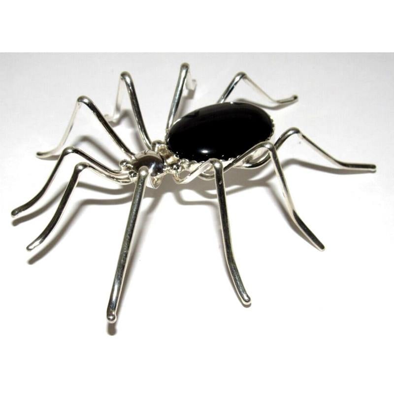 Navajo Spider Brooch Pin Signed Sterling Silver (1 of 3)