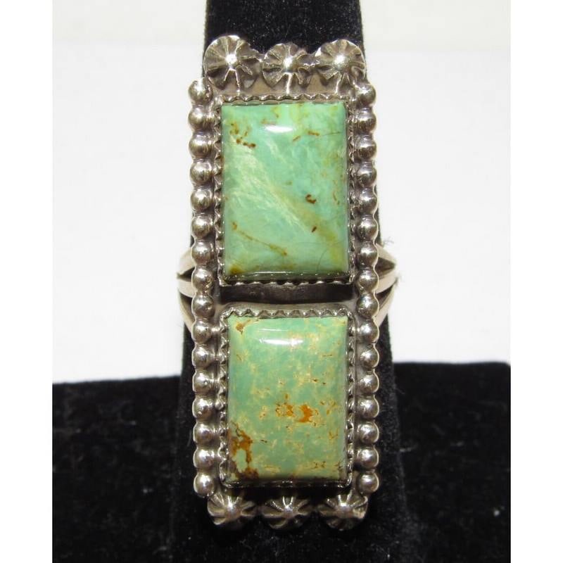 Navajo Royston Turquoise Ring Size 7 Sterling Native American Lee Charley (1 of 6)