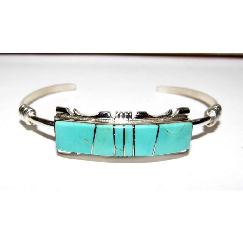 Navajo Royston Turquoise Stacker Cuff Bracelet Sterling Silver S Francisco (1 of 9)