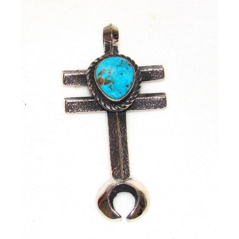Navajo Tufa Cast Dragonfly Cross Pendant Naja Spiderweb Kingman Turquoise (1 of 3)