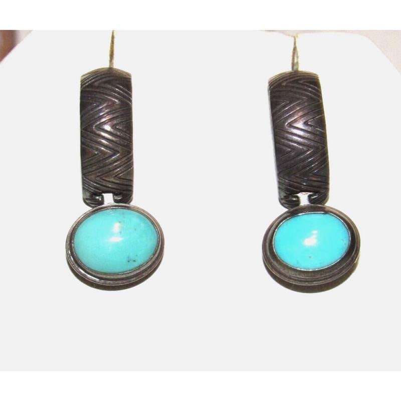 Relios Carolyn Pollack Sterling Turquoise Dangle Hoop Reversible Bear Earrings (1 of 5)