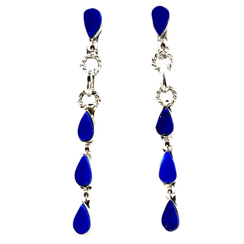 Zuni Lapis Sterling Silver Dangle Earrings S Walela (1 of 3)