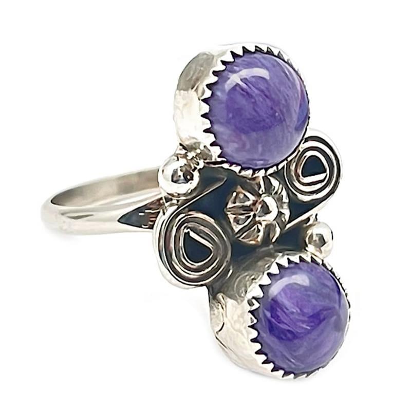 Navajo Purple Charoite Ring Sz 8.5 Sterling Silver Ron Martinez (1 of 4)