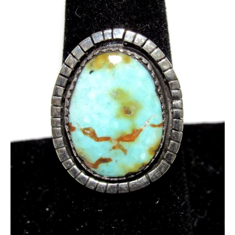 Navajo Sonoran Gold Turquoise Ring Sz 8 Sterling Silver (1 of 5)