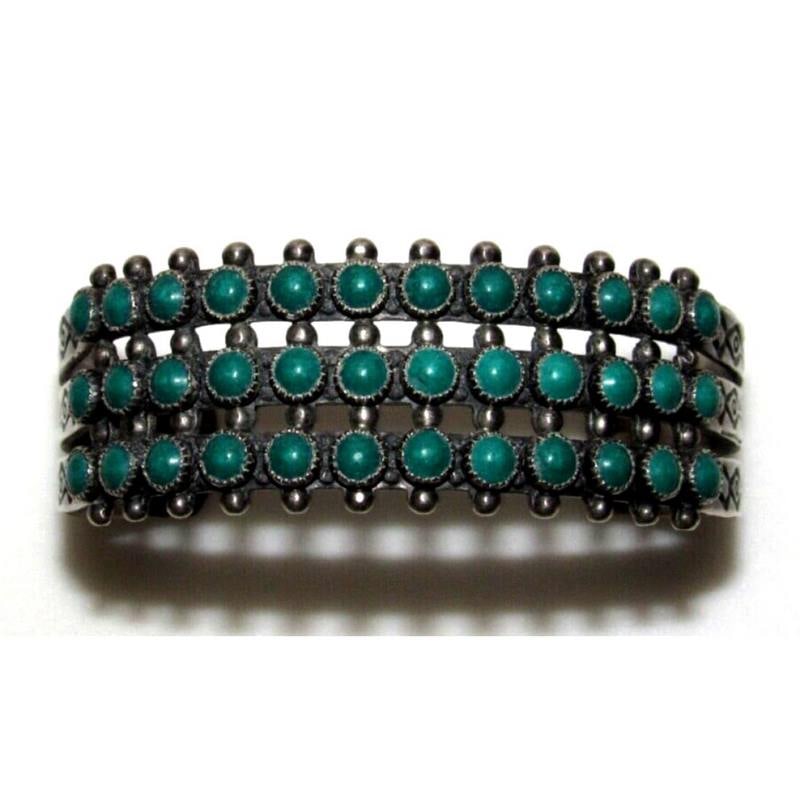 Old Pawn Zuni Snake Eye Turquoise Cuff Bracelet Sterling Silver (1 of 7)