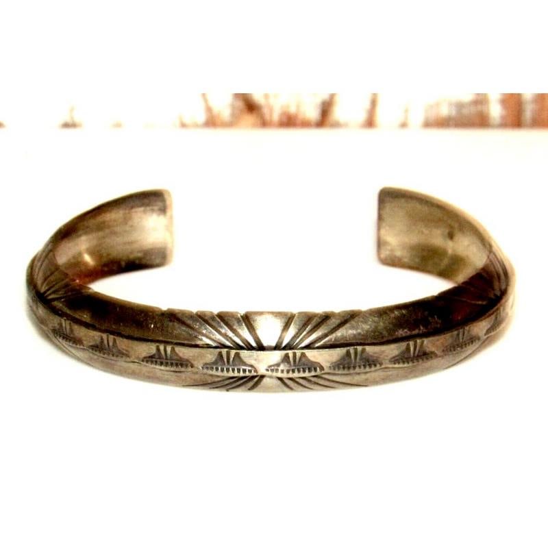 Old Pawn Navajo Stacker Cuff Bracelet Ingot Sterling Silver Vintage 7" (1 of 6)