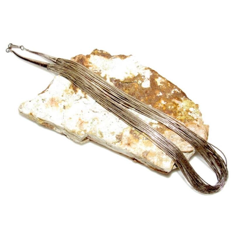 VTG Navajo Liquid Sterling Silver Necklace Multi Strand Design 17" Old Pawn (1 of 3)