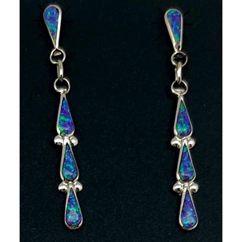 Zuni Opal Sterling Silver Dangle Statement Earrings A. Gasper (1 of 4)