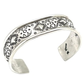 Navajo Sterling Silver Stacker Cuff Bracelet Ingot Tribal Design G. Wilson