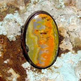 Native America Bumblebee Jasper Ring Sz 7 Jacob Troncosa Sterling Silver
