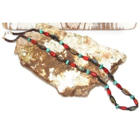 Santo Domingo Rolled Shell Coral Shell Turquoise Heishi Necklace M. Corriz