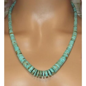 Santo Domingo Royston Turquoise Heishi Necklace L. Lovato