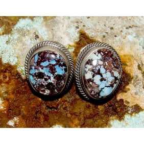 Navajo Golden Hills Turquoise Post Earrings Sterling Silver Tim Yazzie