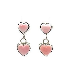Navajo Sterling Silver Pink Conch Shell Cluster Earrings Sterling Silver B. Lee