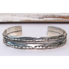 Navajo Sterling Silver Carinated Stacker Cuff Bracelet Ingot Rob Cadman