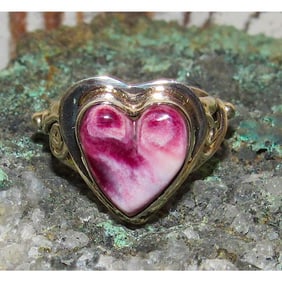 Navajo Purple Spiny Heart Ring Sz 6.5 Sterling Silver Signed Native